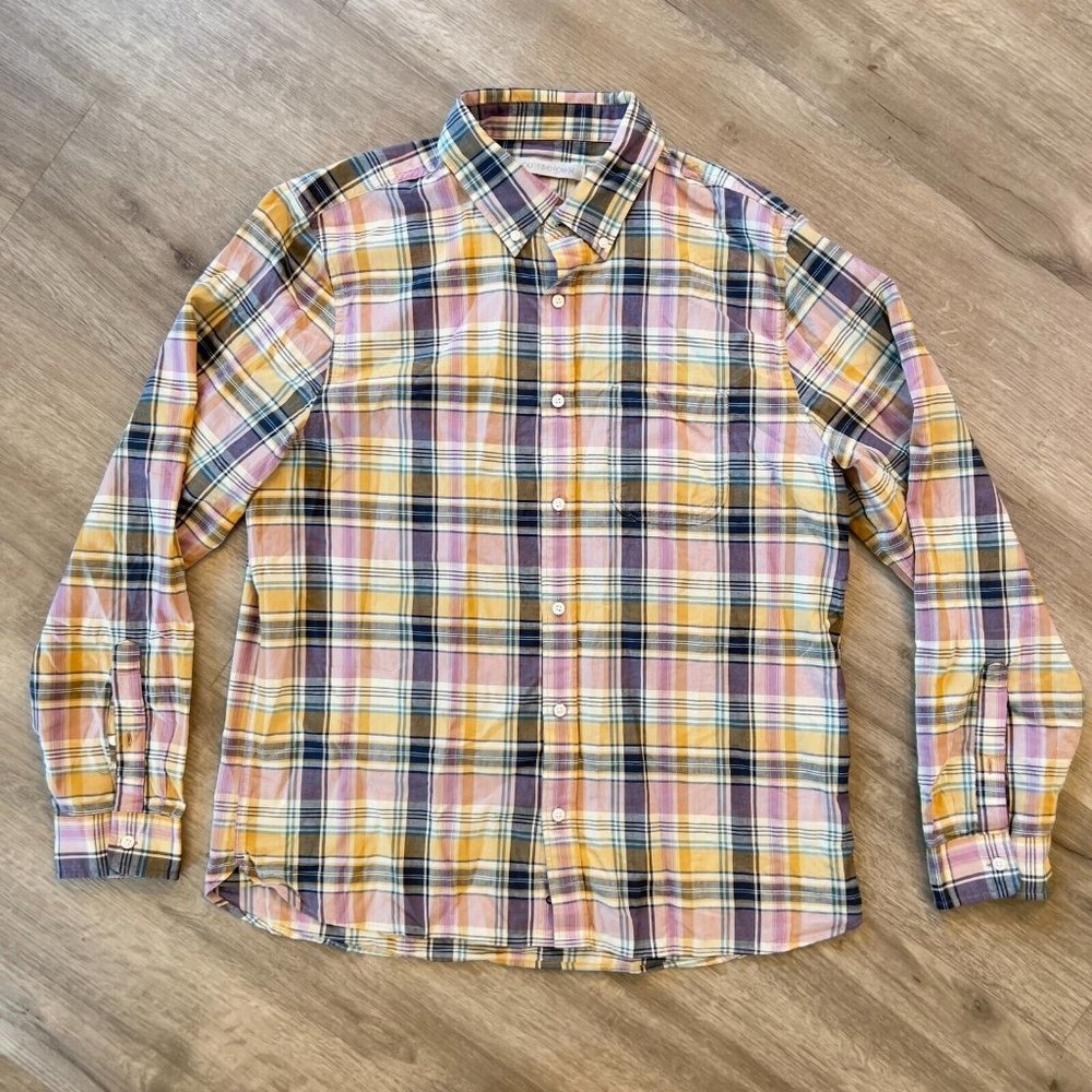 Outerknown Shirt Mens Large Plaid Long Sleeve Button Up Organic Cotton
